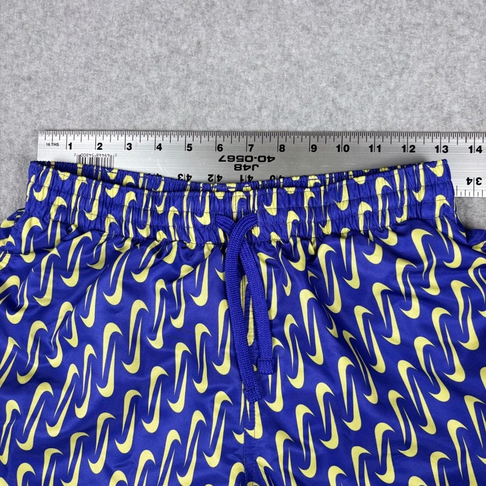 Nike Breaker Swim Trunks Links Swoosh Mens S Purple Yellow AOP Logo Mesh Lined